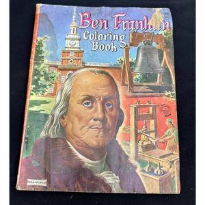 Vintage Ben Franklin Coloring Book Saalfield Publishing 1956